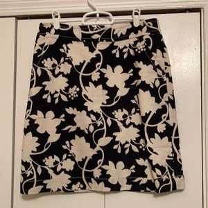 Navy Blue & White Floral Skirt